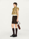 INTO THE EAST 25 Autumn/Winter Sheepskin and Tussah Silk Printed Vest ITE-E1DGAW012GR21VE-LV Green